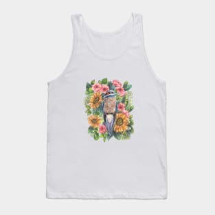 Bird And Flowers Ilustration Tank Top